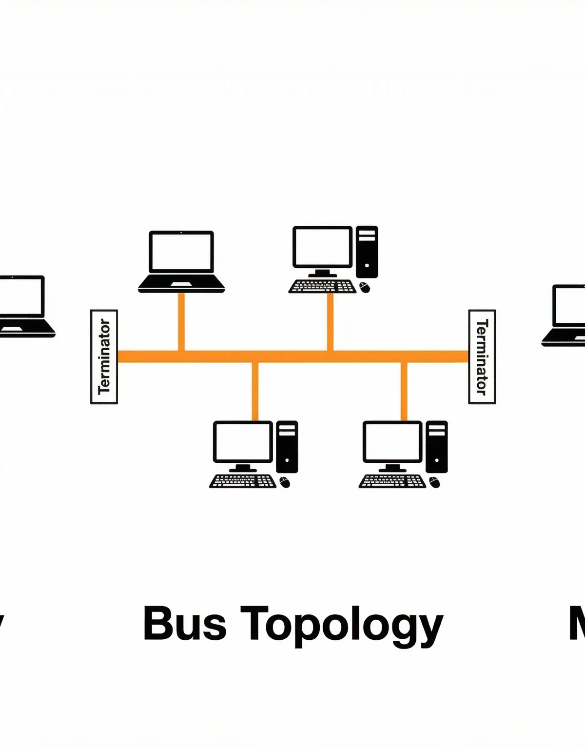 A comparison of Star, Bus, and Mesh network topologies.