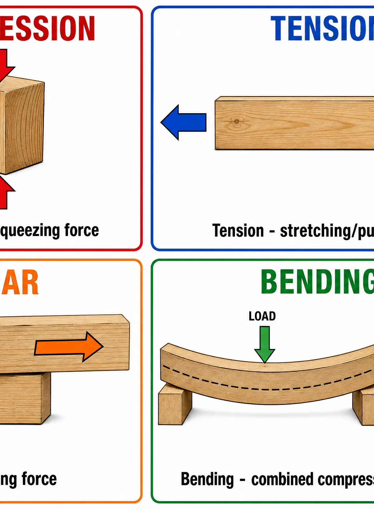 The four fundamental forces acting on structures