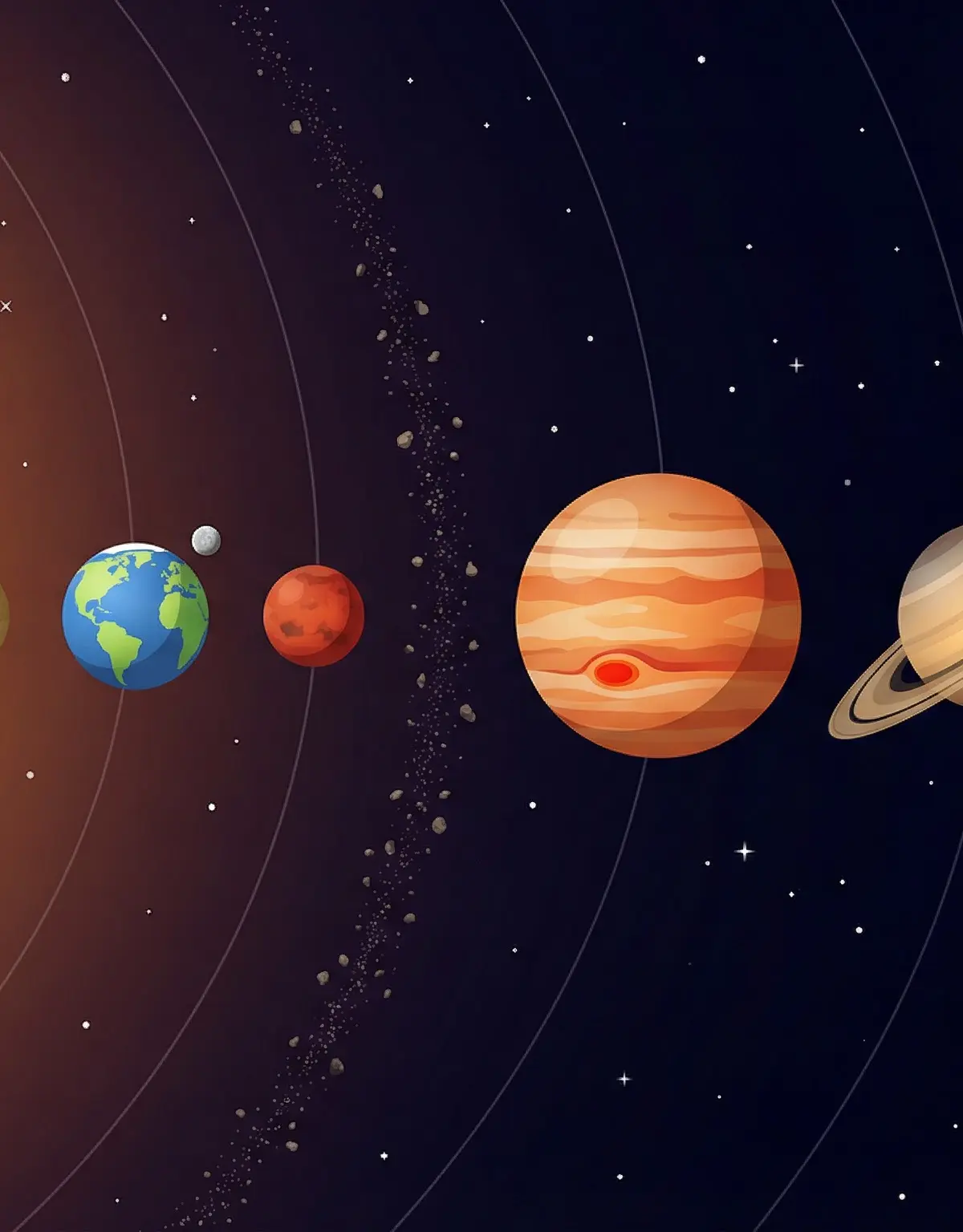 The Solar System: Eight planets orbiting the Sun