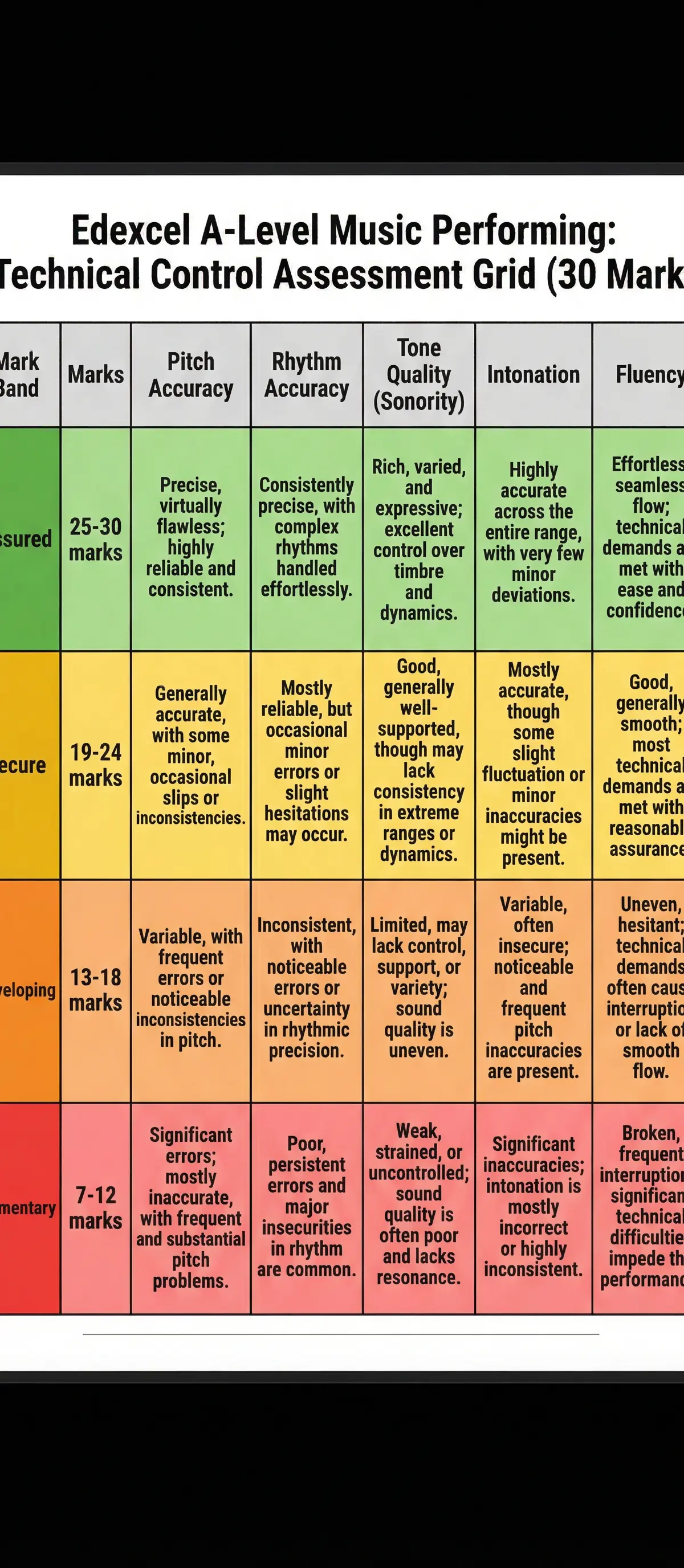 The Edexcel mark scheme for Technical Control.
