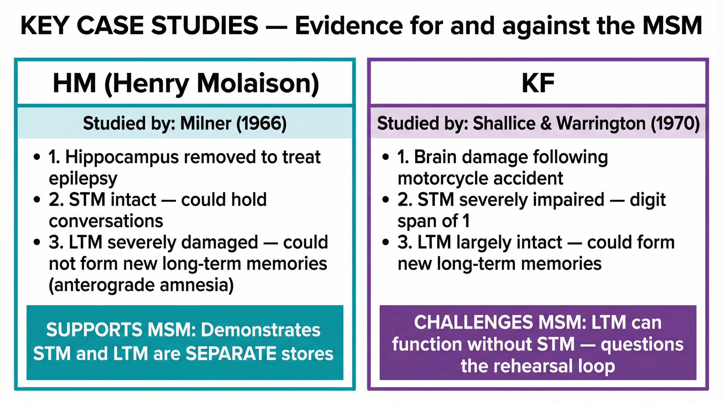 Key Case Study Evidence: HM vs KF