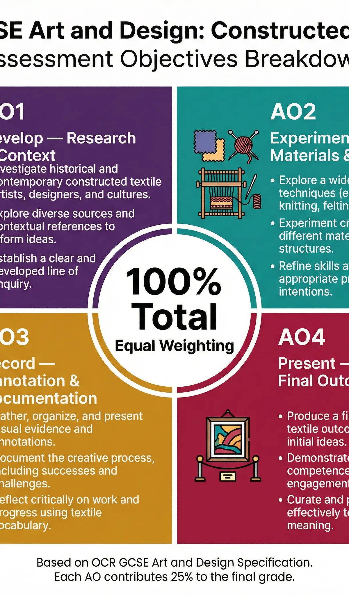 Breakdown of the Assessment Objectives (AOs).