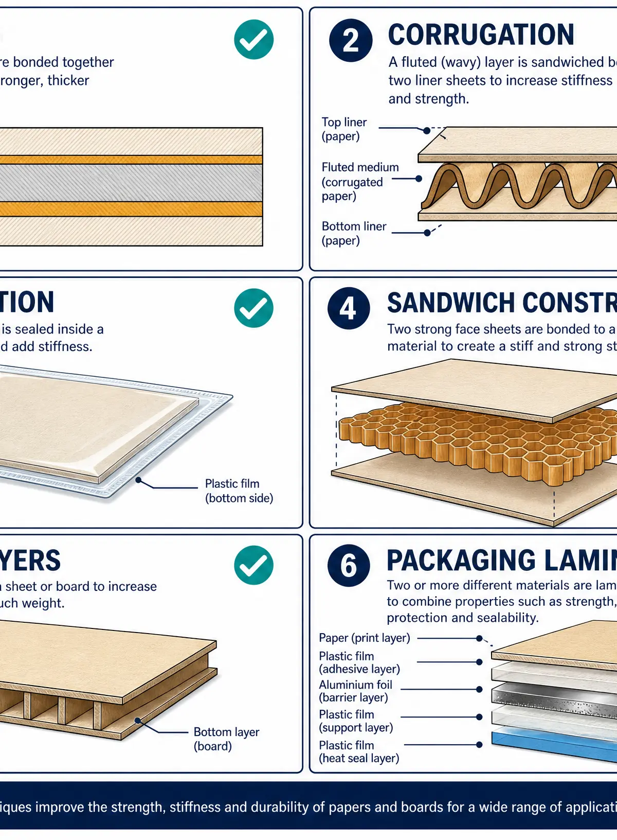Six key techniques for reinforcing and stiffening papers and boards.