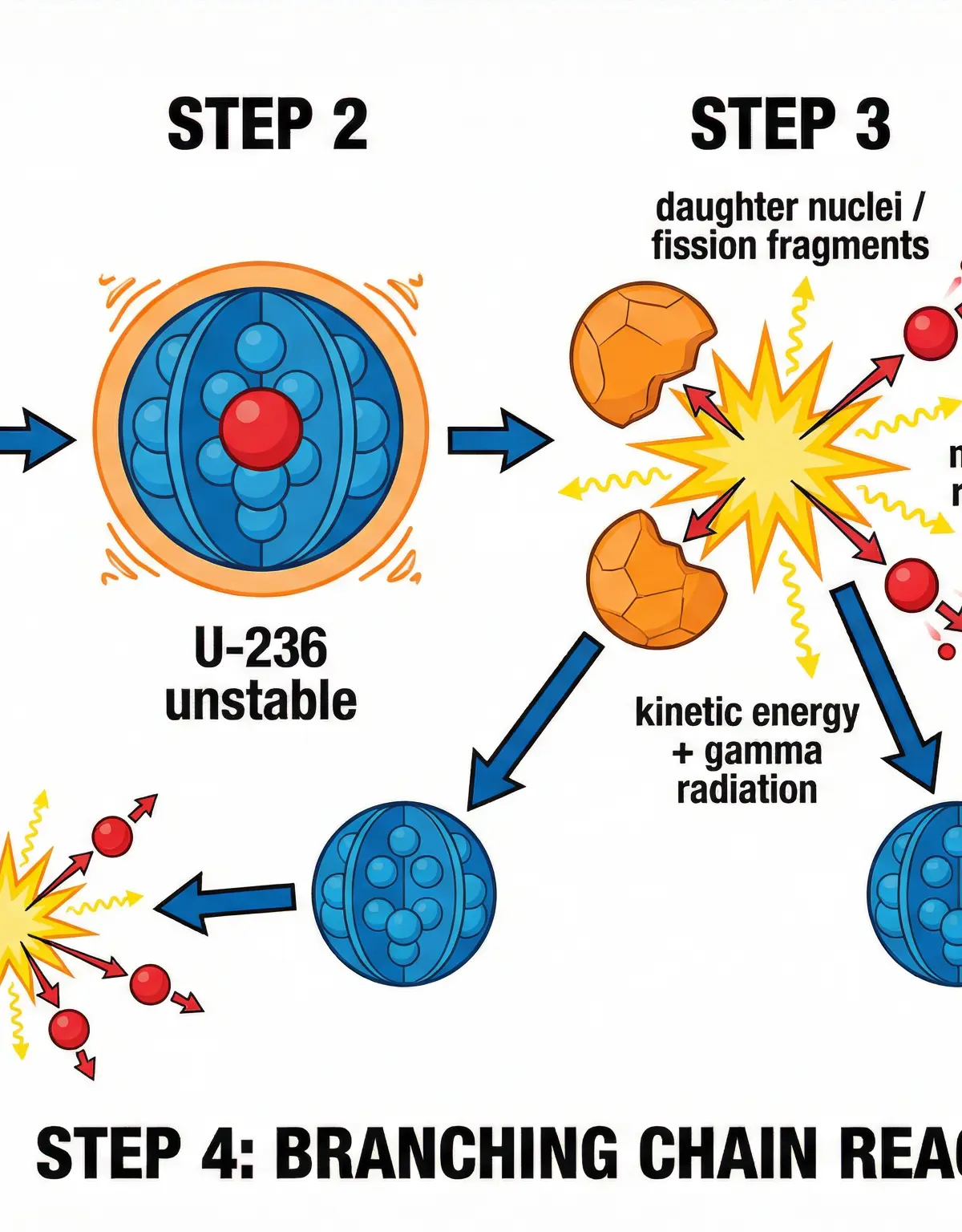 Diagram of a U-235 Fission Chain Reaction