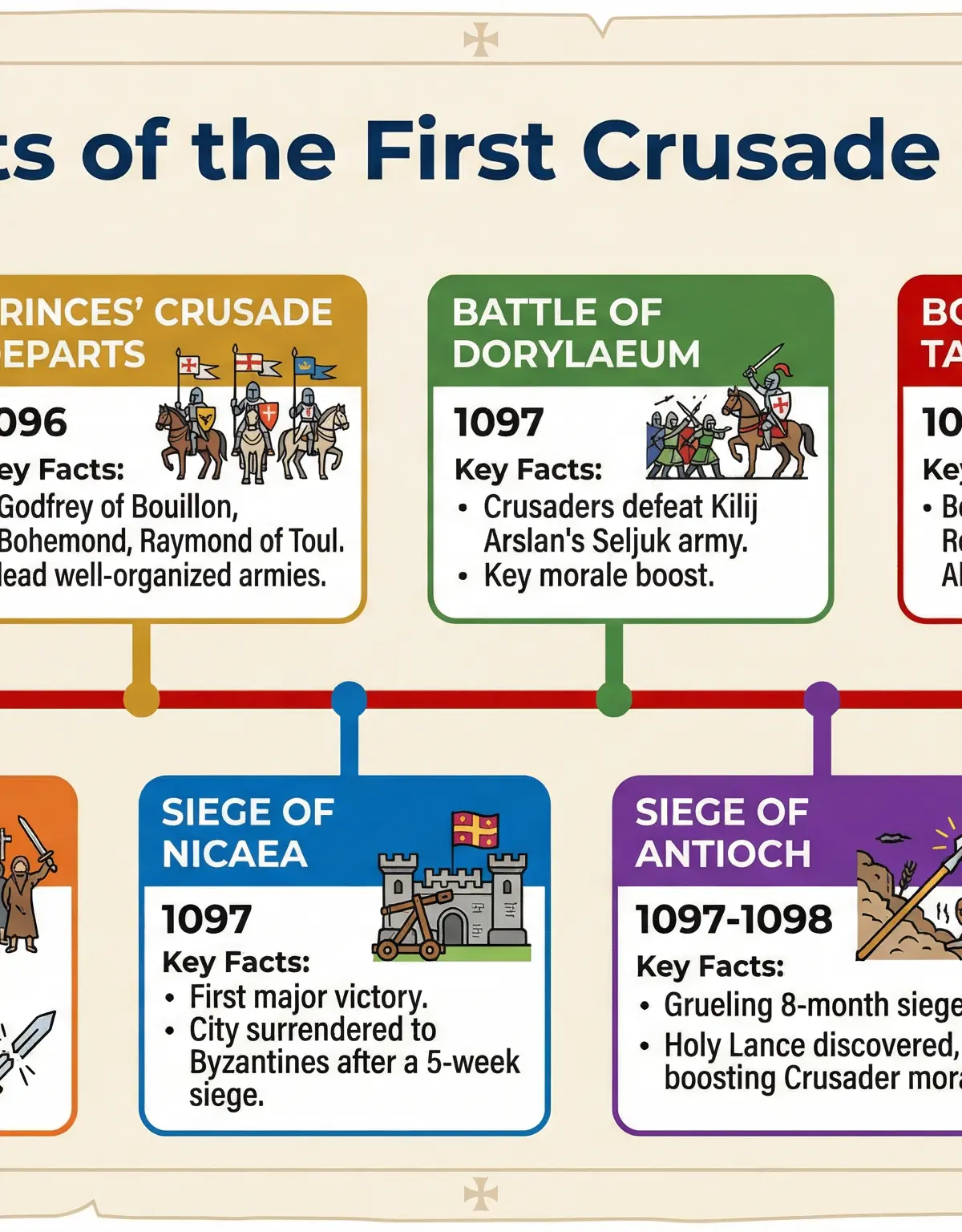 Timeline of the First Crusade's key events.