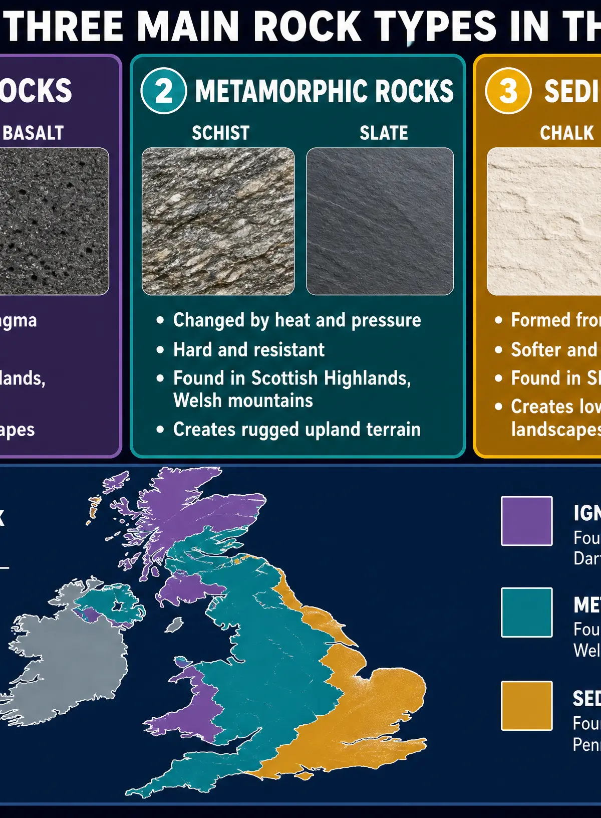 The Three Main Rock Types in the UK