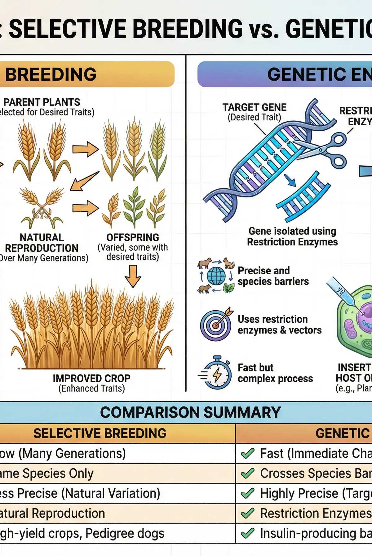 Comparing Selective Breeding and Genetic Engineering