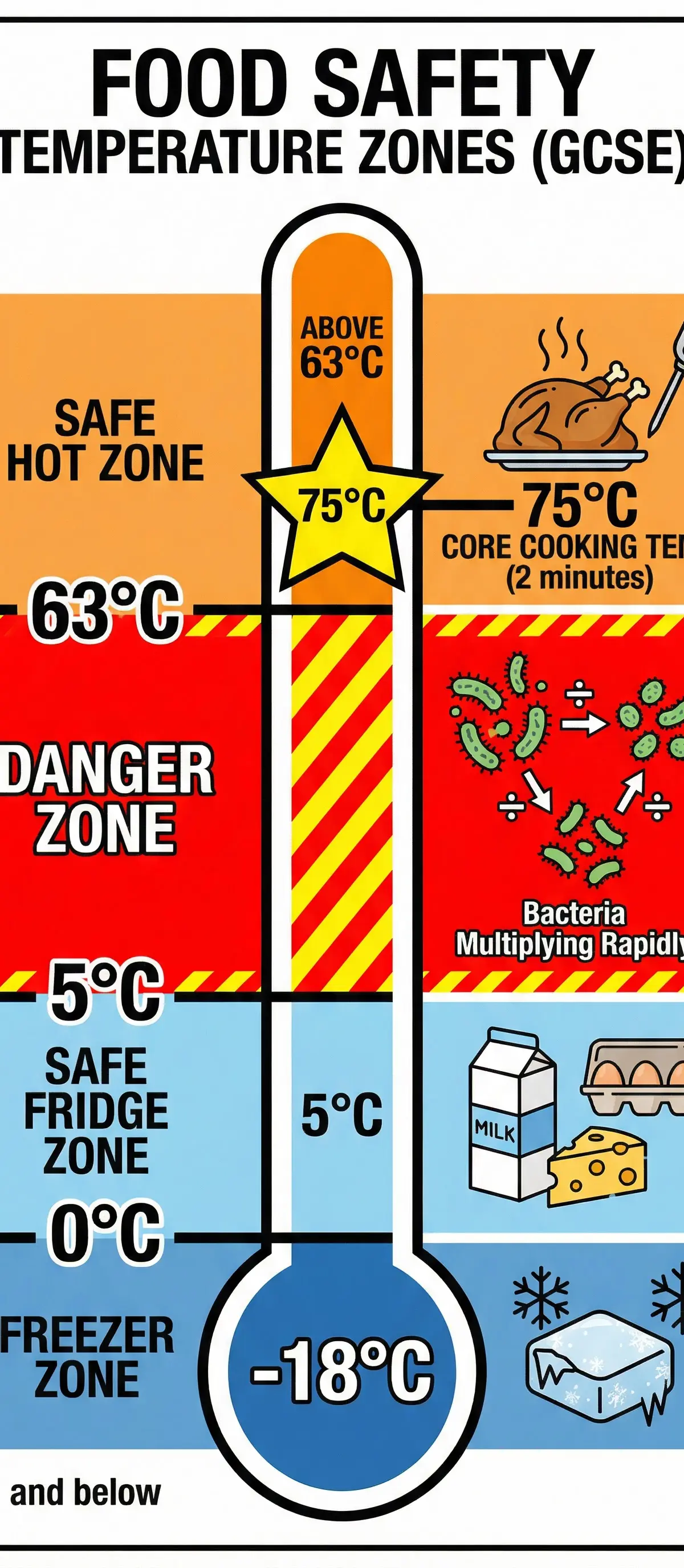 Food Safety Temperature Zones Diagram.
