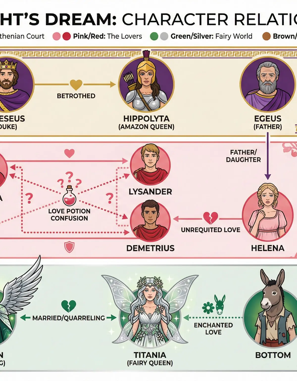 Character Relationships and Worlds in A Midsummer Night's Dream.