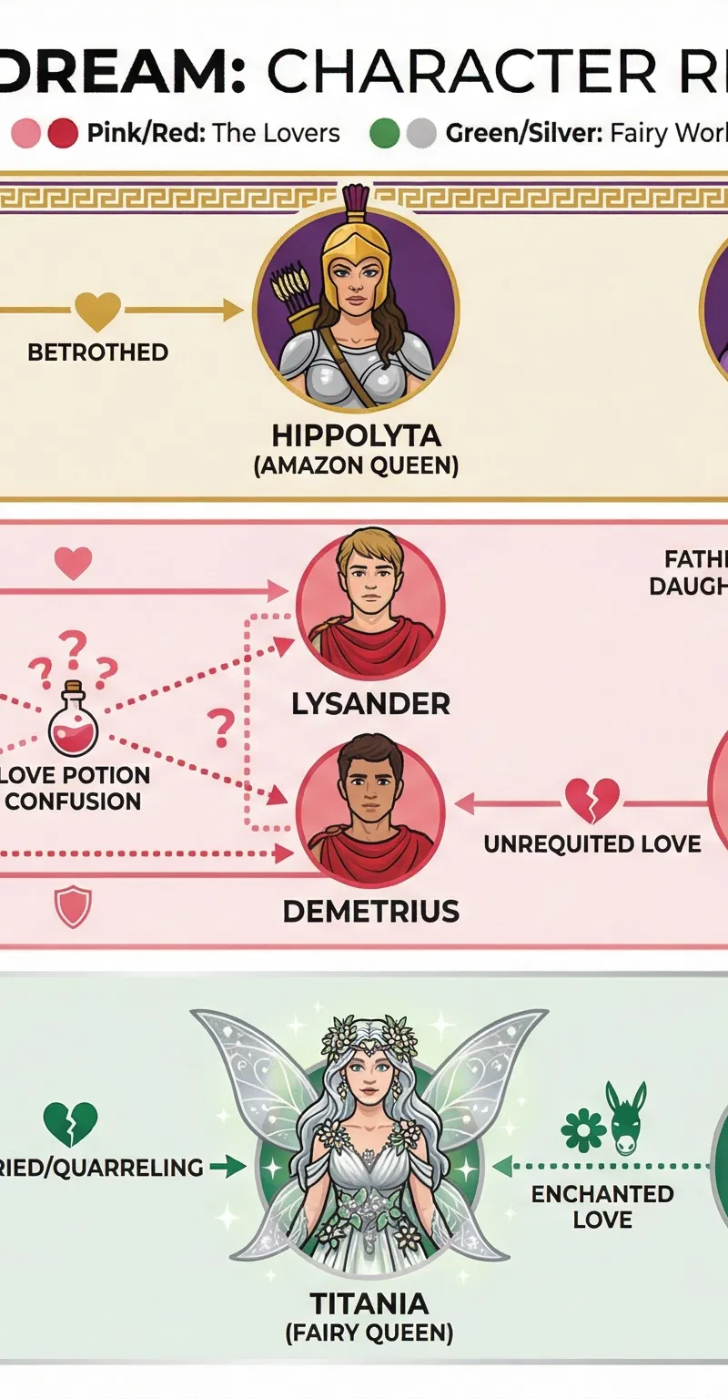 Character Relationships and Worlds in A Midsummer Night's Dream.