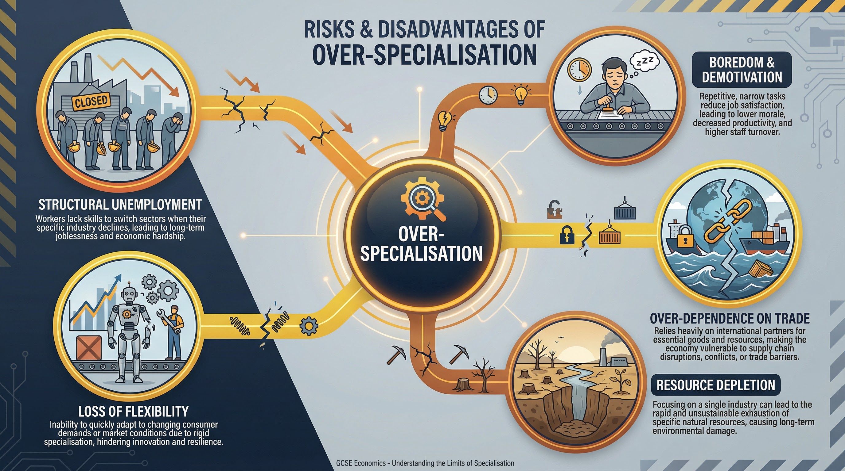 The risks and disadvantages of over-specialisation.