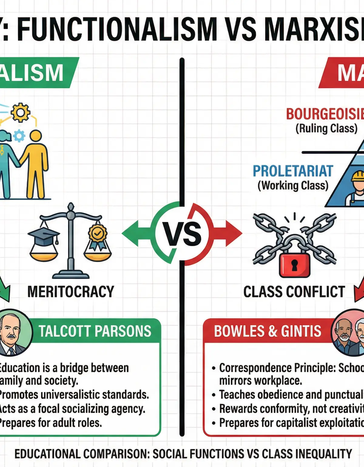 Functionalism vs. Marxism on Education: A Comparison.