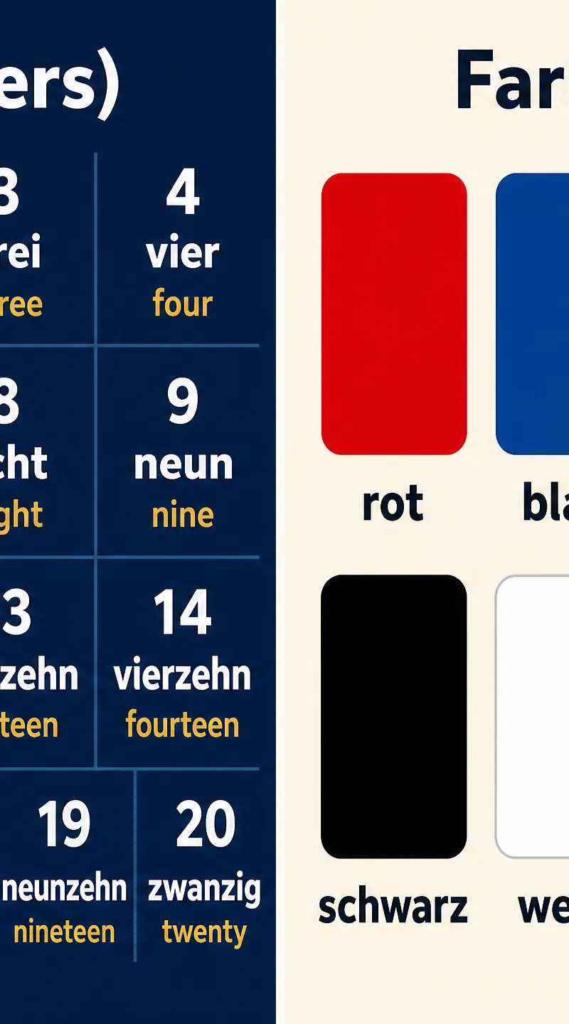Numbers and Colours Reference
