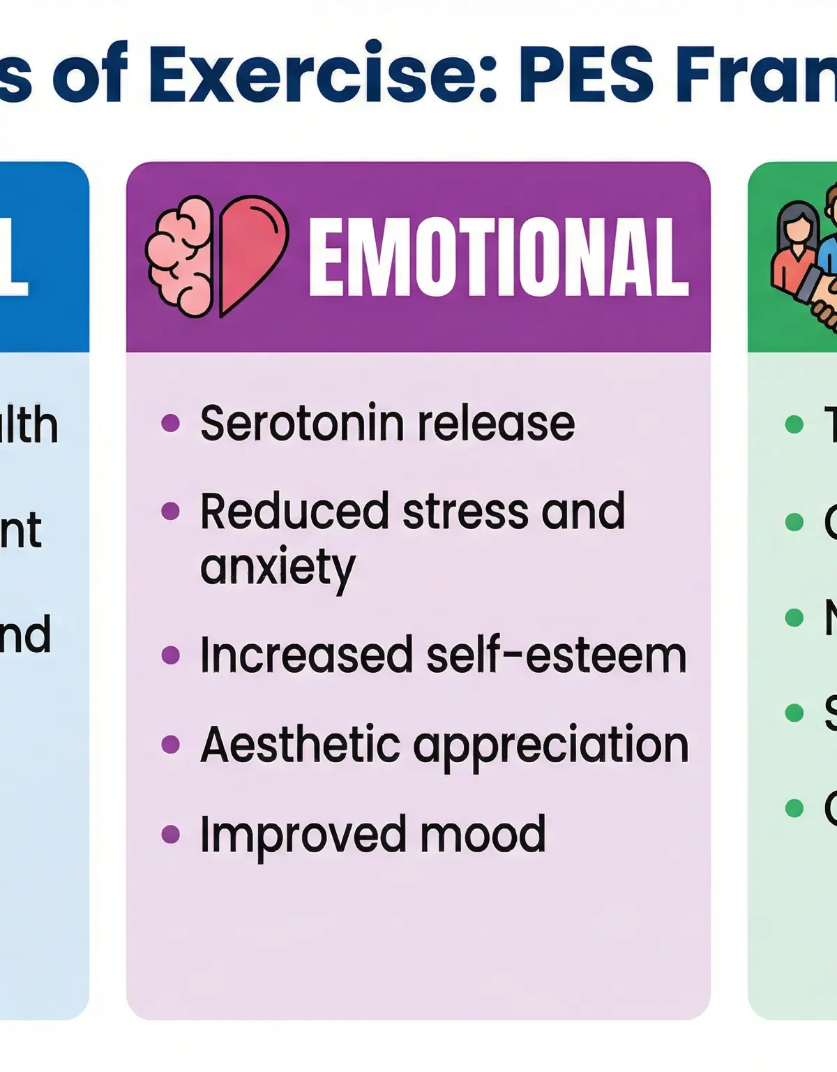 The PES Framework for classifying the benefits of an active lifestyle.